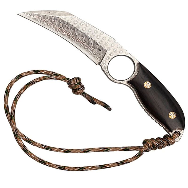 Sport si Outdoor - Camping - Cutite, bricege si accesorii - Cutite si bricege - Cutit de vanatoare IdeallStore®, Apache Saviour, negru, 18 cm, otel damasc, teaca piele - Infinity.ro