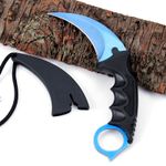 Sport si Outdoor - Camping - Cutite, bricege si accesorii - Cutite si bricege - Cutit Karambit, albastru, 18.5 cm - Infinity.ro