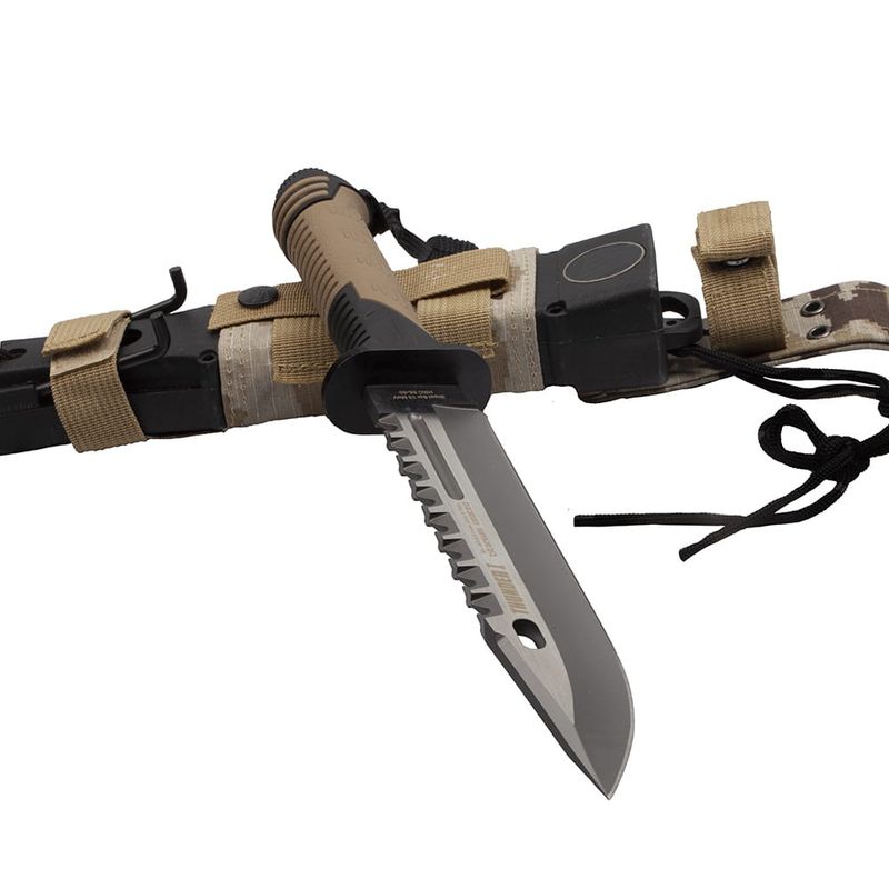 Sport si Outdoor - Camping - Cutite, bricege si accesorii - Cutite si bricege - Cutit de vanatoare IdeallStore®, Thunder Clap, otel inoxidabil, 32.5 cm, bej, teaca inclusa - Infinity.ro