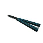 Sport si Outdoor - Camping - Cutite, bricege si accesorii - Cutite si bricege - Cutit, Briceag fluture, Butterfly, Happy Blue Skulls, pentru antrenament, 22 cm - Infinity.ro