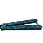 Sport si Outdoor - Camping - Cutite, bricege si accesorii - Cutite si bricege - Cutit, Briceag fluture, Butterfly, Happy Blue Skulls, pentru antrenament, 22 cm - Infinity.ro