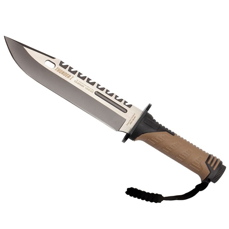 Sport si Outdoor - Camping - Cutite, bricege si accesorii - Cutite si bricege - Cutit de vanatoare IdeallStore®, Thunder Clap, otel inoxidabil, 32.5 cm, bej, teaca inclusa - Infinity.ro