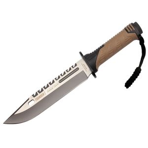 Cutit de vanatoare IdeallStore®, Thunder Clap, otel inoxidabil, 32.5 cm, bej, teaca inclusa