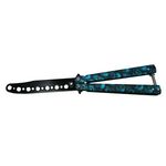 Sport si Outdoor - Camping - Cutite, bricege si accesorii - Cutite si bricege - Cutit, Briceag fluture, Butterfly, Happy Blue Skulls, pentru antrenament, 22 cm - Infinity.ro