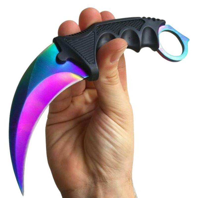 Sport si Outdoor - Camping - Cutite, bricege si accesorii - Cutite si bricege - Set Cutit Briceag Karambit CS:GO, Black,negru, plus teaca si snur + Cutit Briceag Karambit CS:GO, multicolor,fade, plus teaca si snur - Infinity.ro