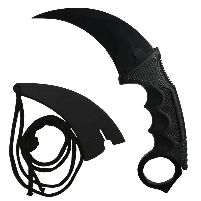 Sport si Outdoor - Camping - Cutite, bricege si accesorii - Cutite si bricege - Set Cutit Briceag Karambit CS:GO, Black,negru, plus teaca si snur + Cutit Briceag Karambit CS:GO, multicolor,fade, plus teaca si snur - Infinity.ro