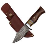 Sport si Outdoor - Camping - Cutite, bricege si accesorii - Cutite si bricege - Cutit de vanatoare IdeallStore®, Oriental Cutting, otel damasc, 20.5 cm, maro, teaca piele - Infinity.ro