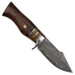 Sport si Outdoor - Camping - Cutite, bricege si accesorii - Cutite si bricege - Cutit de vanatoare IdeallStore®, Oriental Cutting, otel damasc, 20.5 cm, maro, teaca piele - Infinity.ro