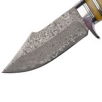 Sport si Outdoor - Camping - Cutite, bricege si accesorii - Cutite si bricege - Cutit de vanatoare IdeallStore®, Oriental Cutting, otel damasc, 20.5 cm, maro, teaca piele - Infinity.ro