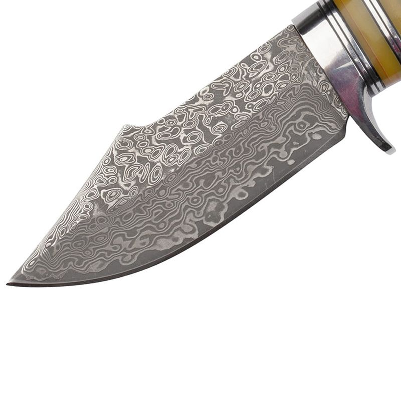 Sport si Outdoor - Camping - Cutite, bricege si accesorii - Cutite si bricege - Cutit de vanatoare IdeallStore®, Oriental Cutting, otel damasc, 20.5 cm, maro, teaca piele - Infinity.ro