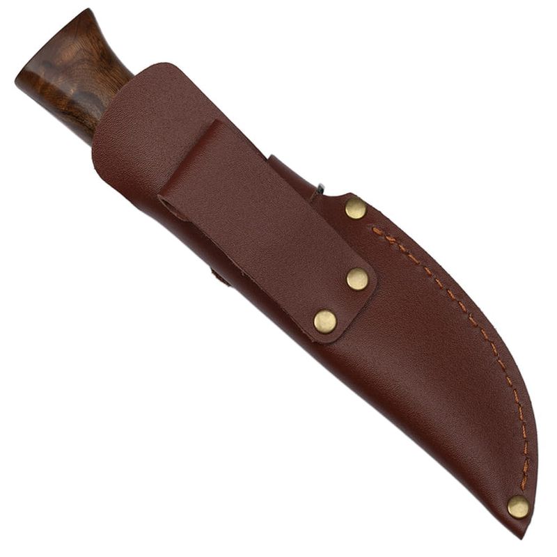 Sport si Outdoor - Camping - Cutite, bricege si accesorii - Cutite si bricege - Cutit de vanatoare IdeallStore®, Oriental Cutting, otel damasc, 20.5 cm, maro, teaca piele - Infinity.ro