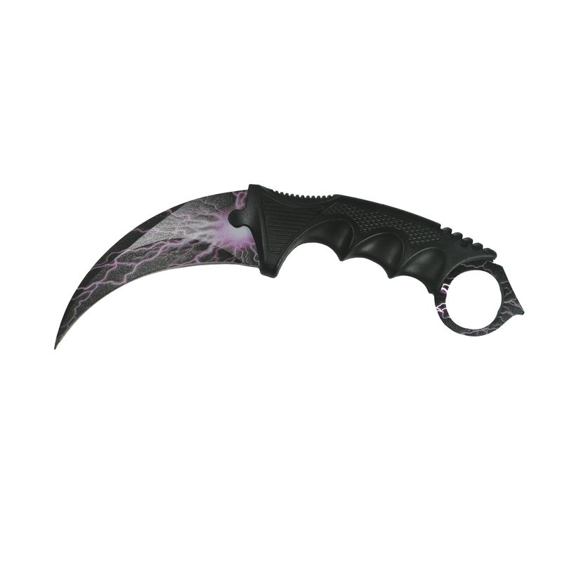 Sport si Outdoor/Camping/Cutite, bricege si accesorii/Cutite si bricege - Cutit Karambit de antrenament, Purple Lightning 18.5 cm - Infinity.ro