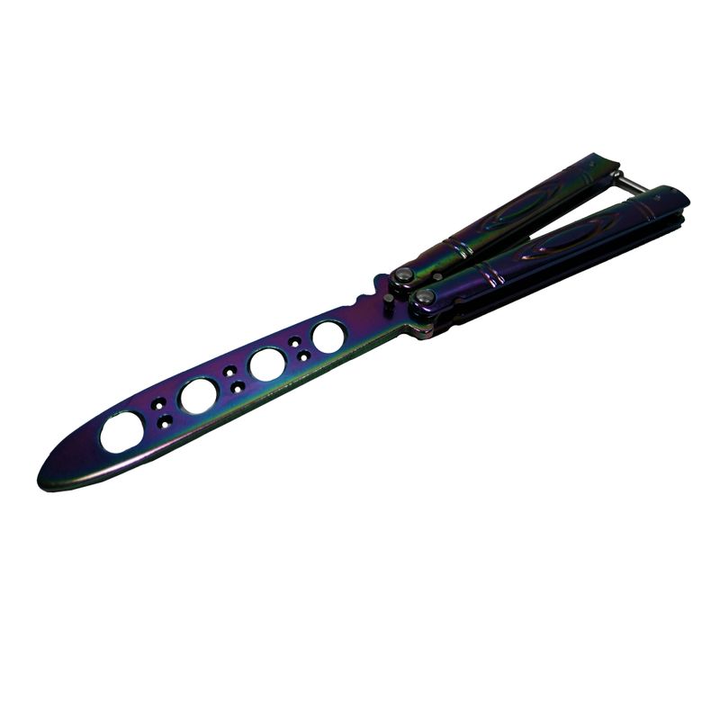 Sport si Outdoor - Camping - Cutite, bricege si accesorii - Cutite si bricege - Cutit, Briceag fluture, Butterfly, Rainbow Strike, pentru antrenament, 21.5 cm - Infinity.ro