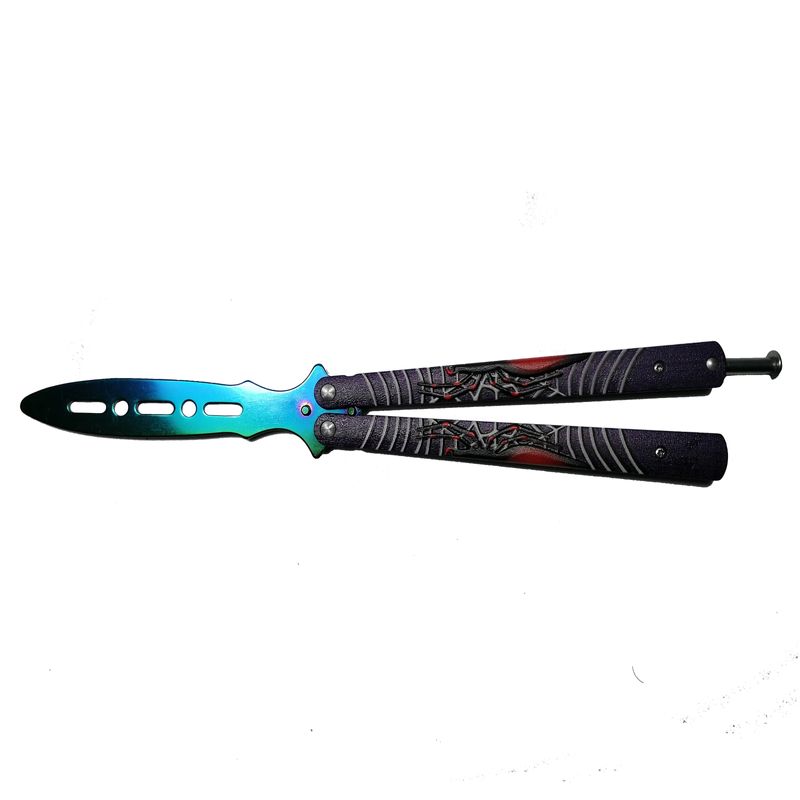 Sport si Outdoor - Camping - Cutite, bricege si accesorii - Cutite si bricege - Cutit, Briceag fluture, Balisong, Butterfly pentru antrenament, 24 cm, Spider Web - Infinity.ro