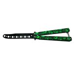 Sport si Outdoor - Camping - Cutite, bricege si accesorii - Cutite si bricege - Cutit, Briceag fluture, Butterfly, Happy Green Skulls, pentru antrenament, 22 cm - Infinity.ro