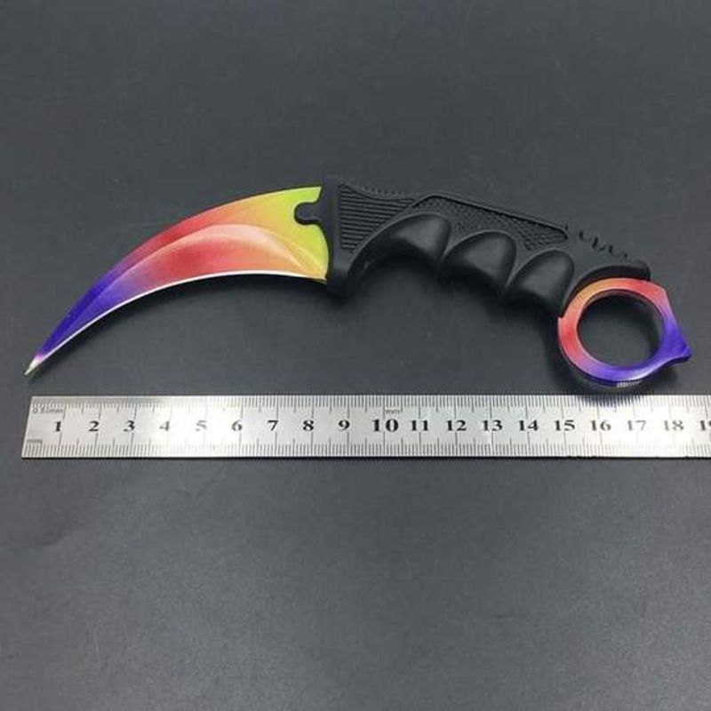 Sport si Outdoor/Camping/Cutite, bricege si accesorii/Cutite si bricege - Cutit Karambit, tricolor 18.5 cm - Infinity.ro