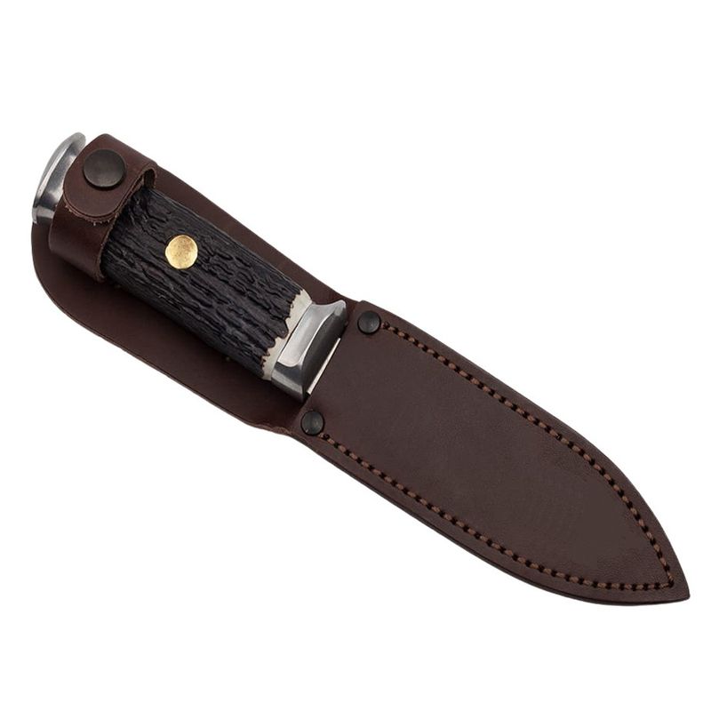 Sport si Outdoor - Camping - Cutite, bricege si accesorii - Cutite si bricege - Cutit de vanatoare IdeallStore®, Surviving Specialist, 21 cm, otel inoxidabil, maro, teaca piele - Infinity.ro