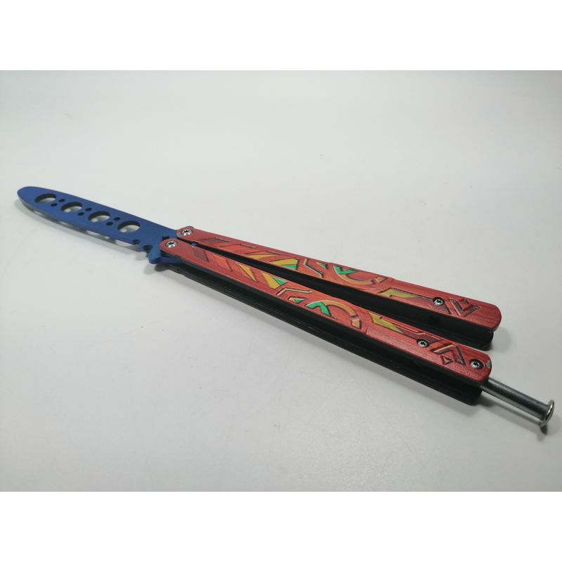 Sport si Outdoor - Camping - Cutite, bricege si accesorii - Cutite si bricege - Cutit - Briceag fluture - Butterfly, Mayan Rainbow, pentru antrenament, 23.5 cm - Infinity.ro