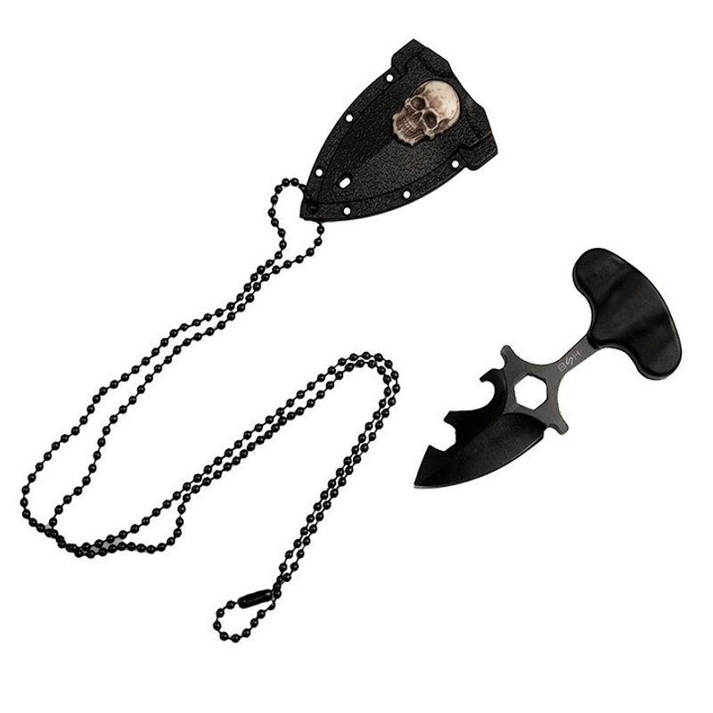 Sport si Outdoor - Camping - Cutite, bricege si accesorii - Cutite si bricege - Cutit tactic de camping IdeallStore®, Broken Death, 8 cm, negru, teaca inclusa - Infinity.ro