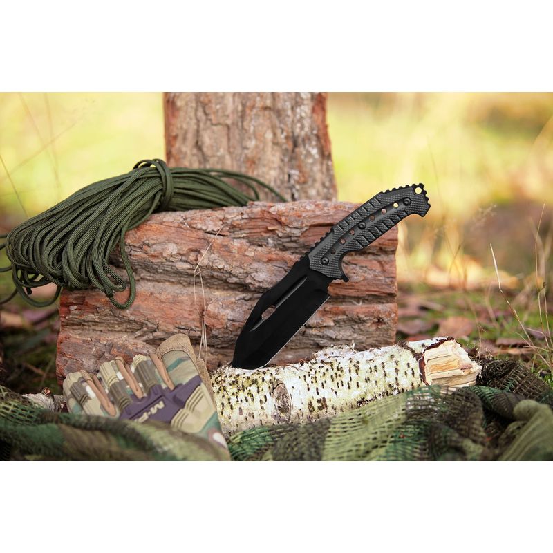 Sport si Outdoor - Camping - Cutite, bricege si accesorii - Cutite si bricege - Cutit de vanatoare IdeallStore®, Survival Avenue, otel inoxidabil, 23 cm, negru - Infinity.ro