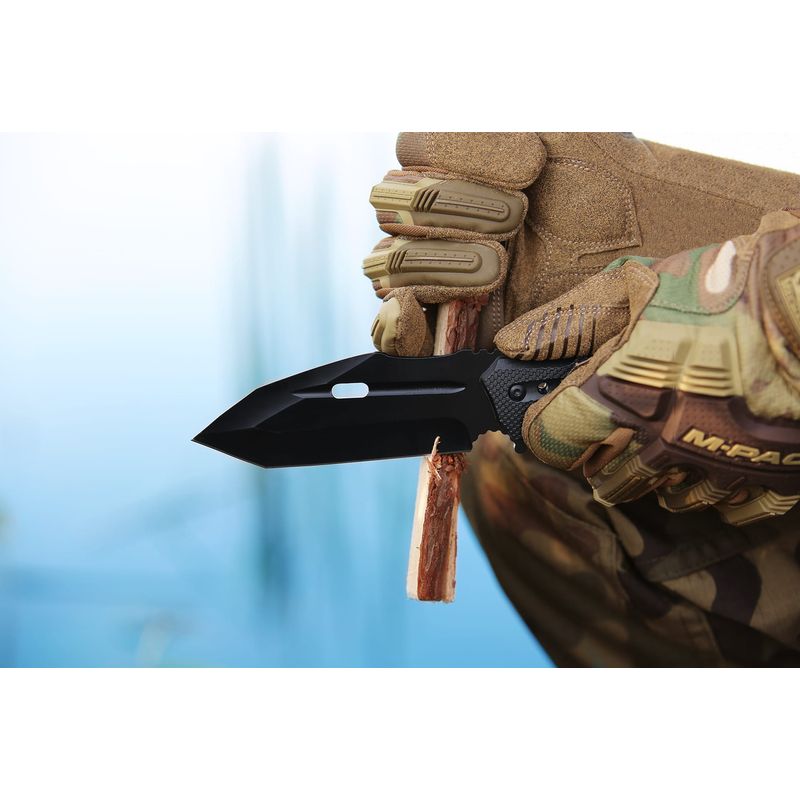 Sport si Outdoor - Camping - Cutite, bricege si accesorii - Cutite si bricege - Cutit de vanatoare IdeallStore®, Survival Avenue, otel inoxidabil, 23 cm, negru - Infinity.ro