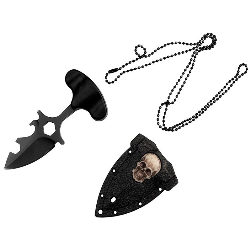 Sport si Outdoor - Camping - Cutite, bricege si accesorii - Cutite si bricege - Cutit tactic de camping IdeallStore®, Broken Death, 8 cm, negru, teaca inclusa - Infinity.ro