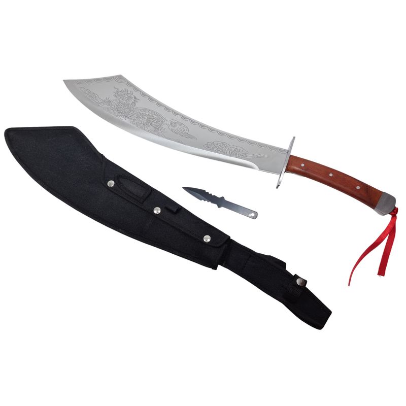 Sport si Outdoor/Camping/Cutite, bricege si accesorii/Cutite si bricege - Maceta, otel inoxidabil, Breath of the Dragon, 64 cm, cutit de aruncat inclus - Infinity.ro
