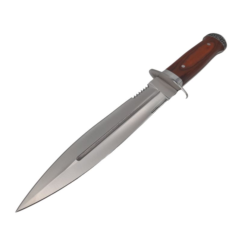 Sport si Outdoor - Camping - Cutite, bricege si accesorii - Cutite si bricege - Cutit de vanatoare IdeallStore®, Spanish Inquisition, tais dublu, 28.5 cm, otel inoxidabil, maro, teaca inclusa - Infinity.ro