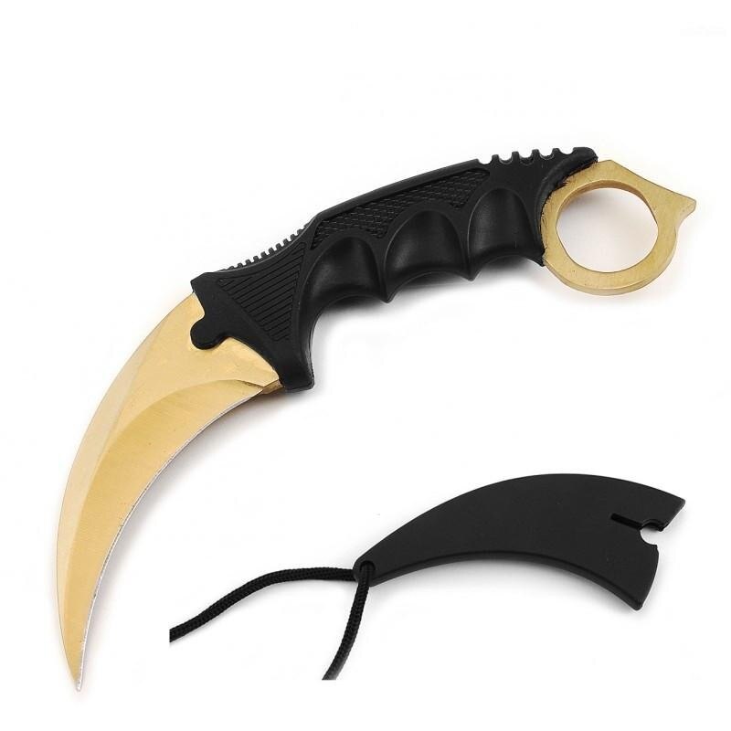 Sport si Outdoor - Camping - Cutite, bricege si accesorii - Cutite si bricege - Cutit Karambit, auriu, 18.5 cm - Infinity.ro