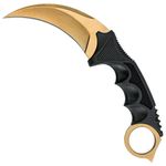 Sport si Outdoor - Camping - Cutite, bricege si accesorii - Cutite si bricege - Cutit Karambit, auriu, 18.5 cm - Infinity.ro