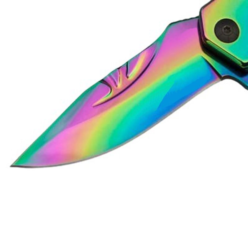 Sport si Outdoor - Camping - Cutite, bricege si accesorii - Cutite si bricege - Briceag de vanatoare IdeallStore®, Rainbow Madness, otel inoxidabil, 21.5 cm, multicolor - Infinity.ro