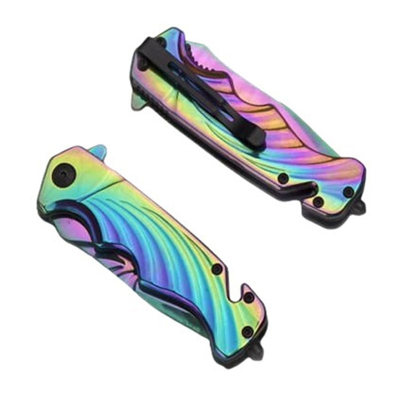 Sport si Outdoor - Camping - Cutite, bricege si accesorii - Cutite si bricege - Briceag de vanatoare IdeallStore®, Rainbow Madness, otel inoxidabil, 21.5 cm, multicolor - Infinity.ro