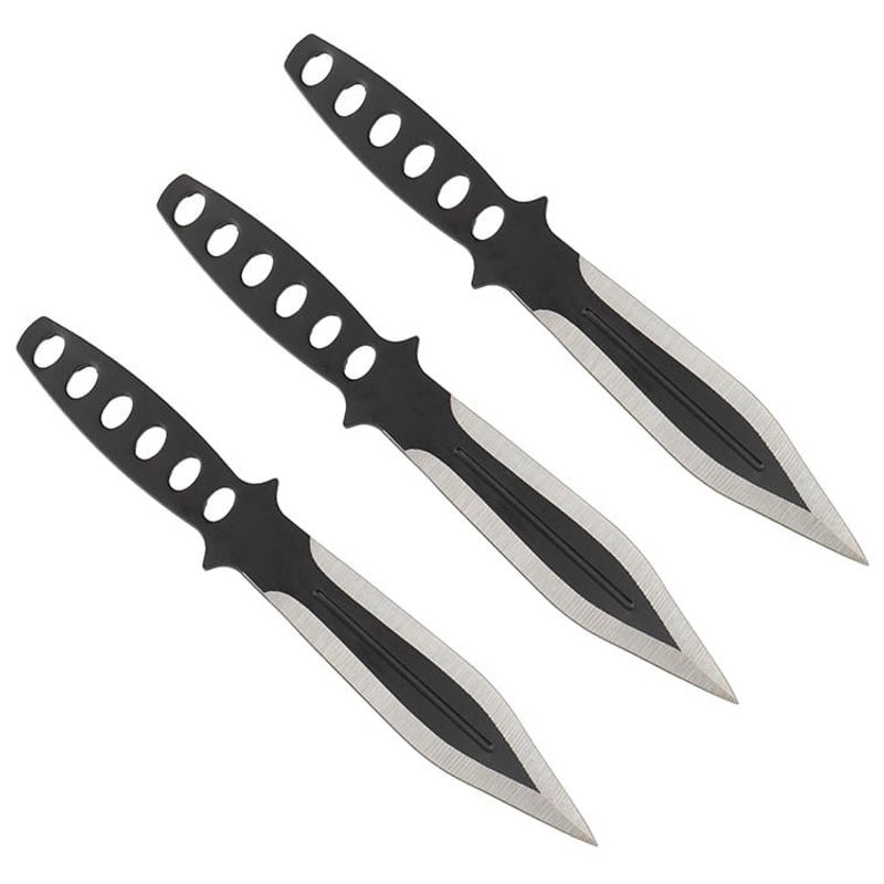 Sport si Outdoor - Camping - Cutite, bricege si accesorii - Cutite si bricege - Set 3 cutite de aruncat IdeallStore®, Ballistic Blades, 22.5 cm, negru, husa inclusa - Infinity.ro