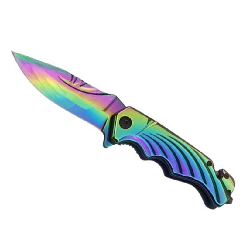 Sport si Outdoor - Camping - Cutite, bricege si accesorii - Cutite si bricege - Briceag de vanatoare IdeallStore®, Rainbow Madness, otel inoxidabil, 21.5 cm, multicolor - Infinity.ro