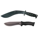 Sport si Outdoor - Camping - Cutite, bricege si accesorii - Cutite si bricege - Set de vanatoare IdeallStore®, Kukri Madness, maceta si cutit, negru, teaca inclusa - Infinity.ro