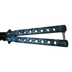 Sport si Outdoor - Camping - Cutite, bricege si accesorii - Cutite si bricege - Cutit, Briceag fluture, Butterfly, Scared Skulls, pentru antrenament, 22 cm, albastru - Infinity.ro