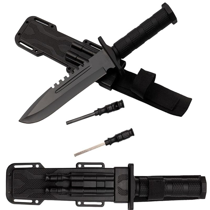 Sport si Outdoor - Camping - Cutite, bricege si accesorii - Cutite si bricege - Cutit de vanatoare IdeallStore®, Jungle Specialist, 31 cm, negru, teaca inclusa - Infinity.ro