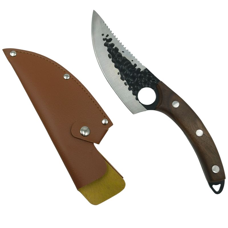 Casa si Gradina - Bucatarie si vesela - Vesela si tacamuri - Cutite si seturi de cutite - Set doua cutite macelarie IdeallStore®, lucrate manual, Shuryo Blade, 27.5 cm, maro, teaca piele naturala - Infinity.ro
