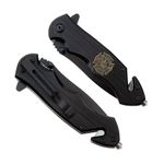 Sport si Outdoor - Camping - Cutite, bricege si accesorii - Cutite si bricege - Briceag de vanatoare IdeallStore®, Firefighter Department, 21 cm, otel inoxidabil, negru - Infinity.ro