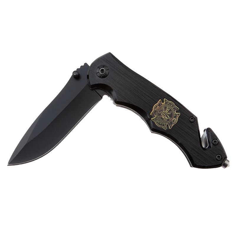Sport si Outdoor - Camping - Cutite, bricege si accesorii - Cutite si bricege - Briceag de vanatoare IdeallStore®, Firefighter Department, 21 cm, otel inoxidabil, negru - Infinity.ro