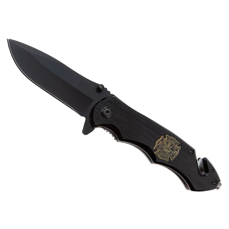 Sport si Outdoor - Camping - Cutite, bricege si accesorii - Cutite si bricege - Briceag de vanatoare IdeallStore®, Firefighter Department, 21 cm, otel inoxidabil, negru - Infinity.ro