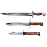 Sport si Outdoor - Camping - Cutite, bricege si accesorii - Cutite si bricege - Set 3 cutite de vanatoare IdeallStore®, Ak Specialist, otel inoxidabil, maro, teaca inclusa - Infinity.ro