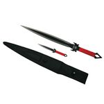 Sport si Outdoor - Camping - Cutite, bricege si accesorii - Cutite si bricege - Set doua sabii de vanatoare IdeallStore®, Red Ronin si Dao Blade, otel inoxidabil, negru, teaca inclusa - Infinity.ro