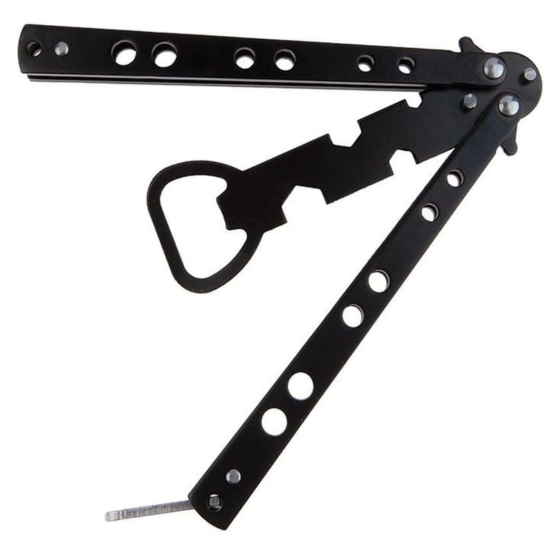Sport si Outdoor - Camping - Cutite, bricege si accesorii - Cutite si bricege - Briceag antrenament IdeallStore®, Party Opener, deschizator capace, otel inoxidabil, 22.5 cm, negru - Infinity.ro