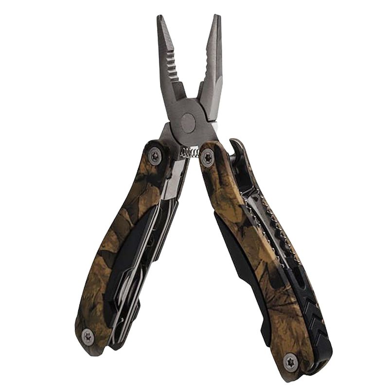 Sport si Outdoor - Camping - Cutite, bricege si accesorii - Unelte multifunctionale - Cleste multifunctional IdeallStore®, Survival Gear, otel inoxidabil, 10 functii, 22 cm, camuflaj, husa inclusa - Infinity.ro