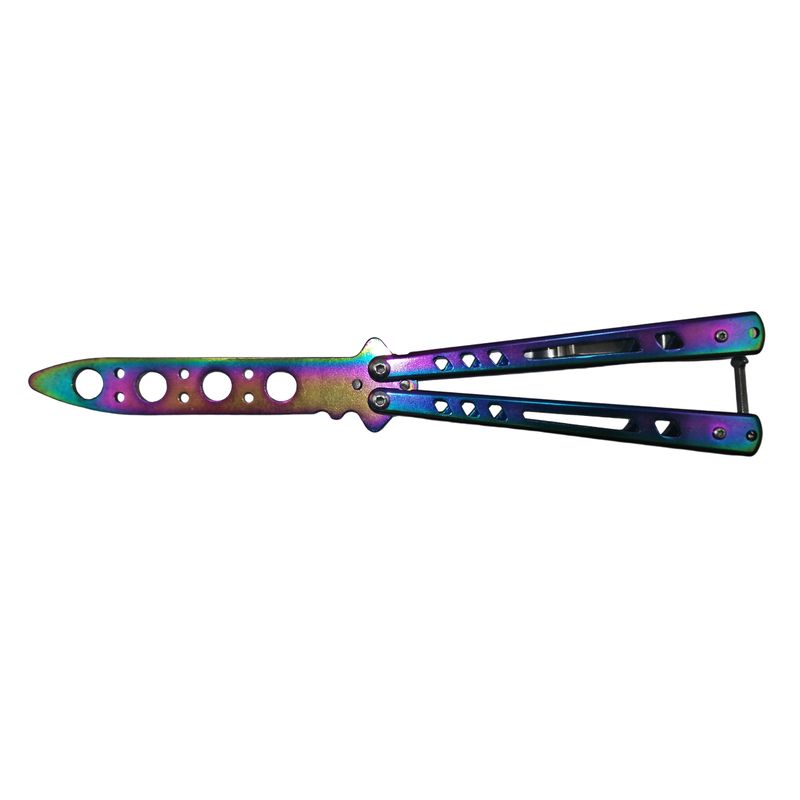 Sport si Outdoor/Camping/Cutite, bricege si accesorii/Cutite si bricege - Briceag fluture, Rainbow Clash, antrenament, 22 cm - Infinity.ro
