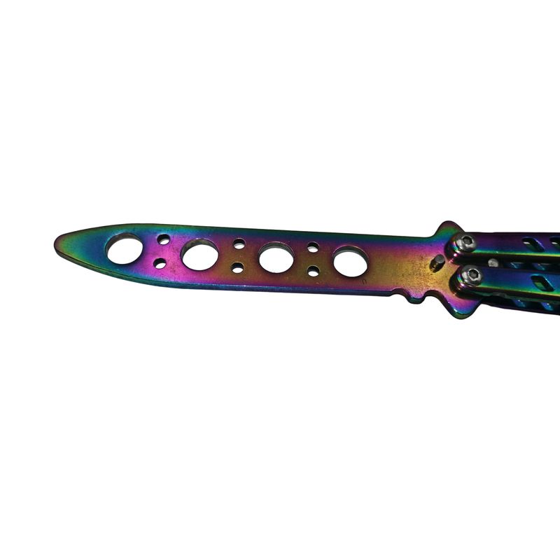 Sport si Outdoor/Camping/Cutite, bricege si accesorii/Cutite si bricege - Briceag fluture, Rainbow Clash, antrenament, 22 cm - Infinity.ro