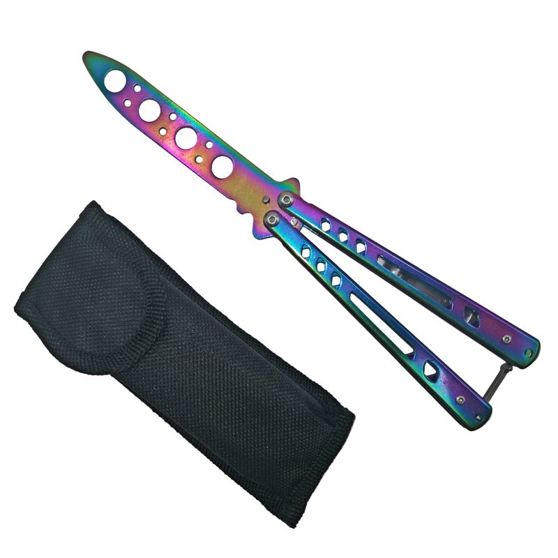 Sport si Outdoor - Camping - Cutite, bricege si accesorii - Cutite si bricege - Briceag fluture, Rainbow Clash, antrenament, 22 cm - Infinity.ro