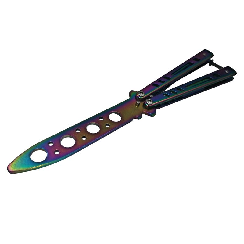 Sport si Outdoor/Camping/Cutite, bricege si accesorii/Cutite si bricege - Briceag fluture, Rainbow Clash, antrenament, 22 cm - Infinity.ro