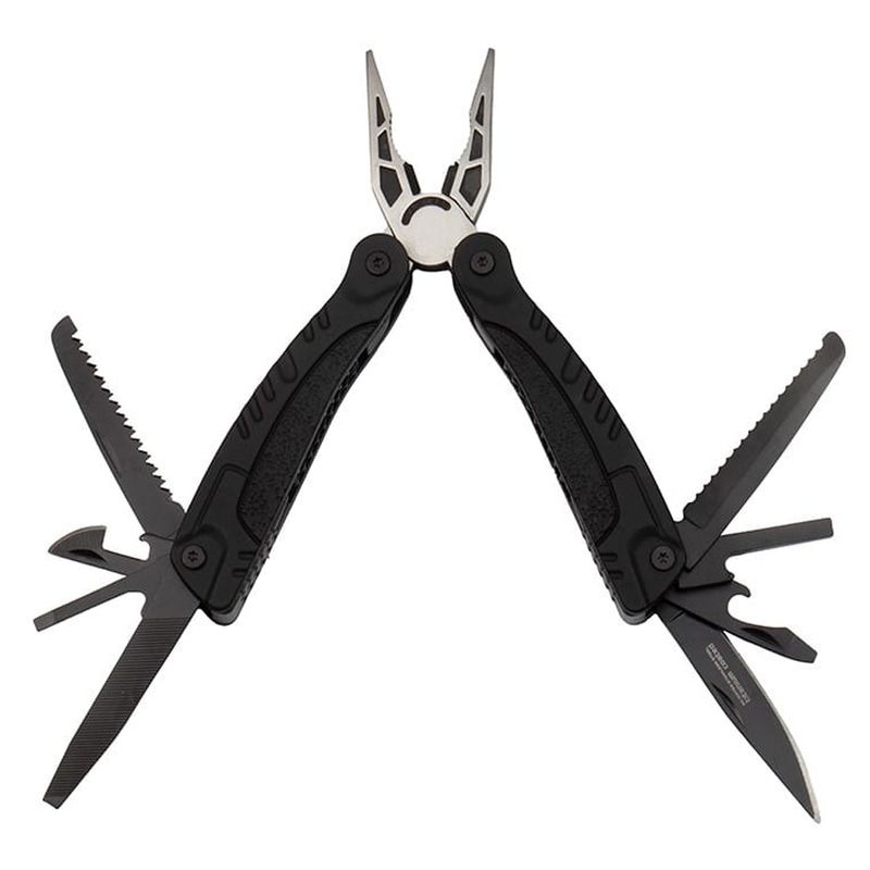 Sport si Outdoor - Camping - Cutite, bricege si accesorii - Unelte multifunctionale - Cleste multifunctional IdeallStore®, Survival Gear, otel inoxidabil, 18 functii, 24 cm, negru, husa inclusa - Infinity.ro